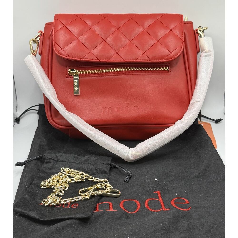 Red Quilted Crossbody Handbag Gold Chain Strap Limited Edition NWT MODE